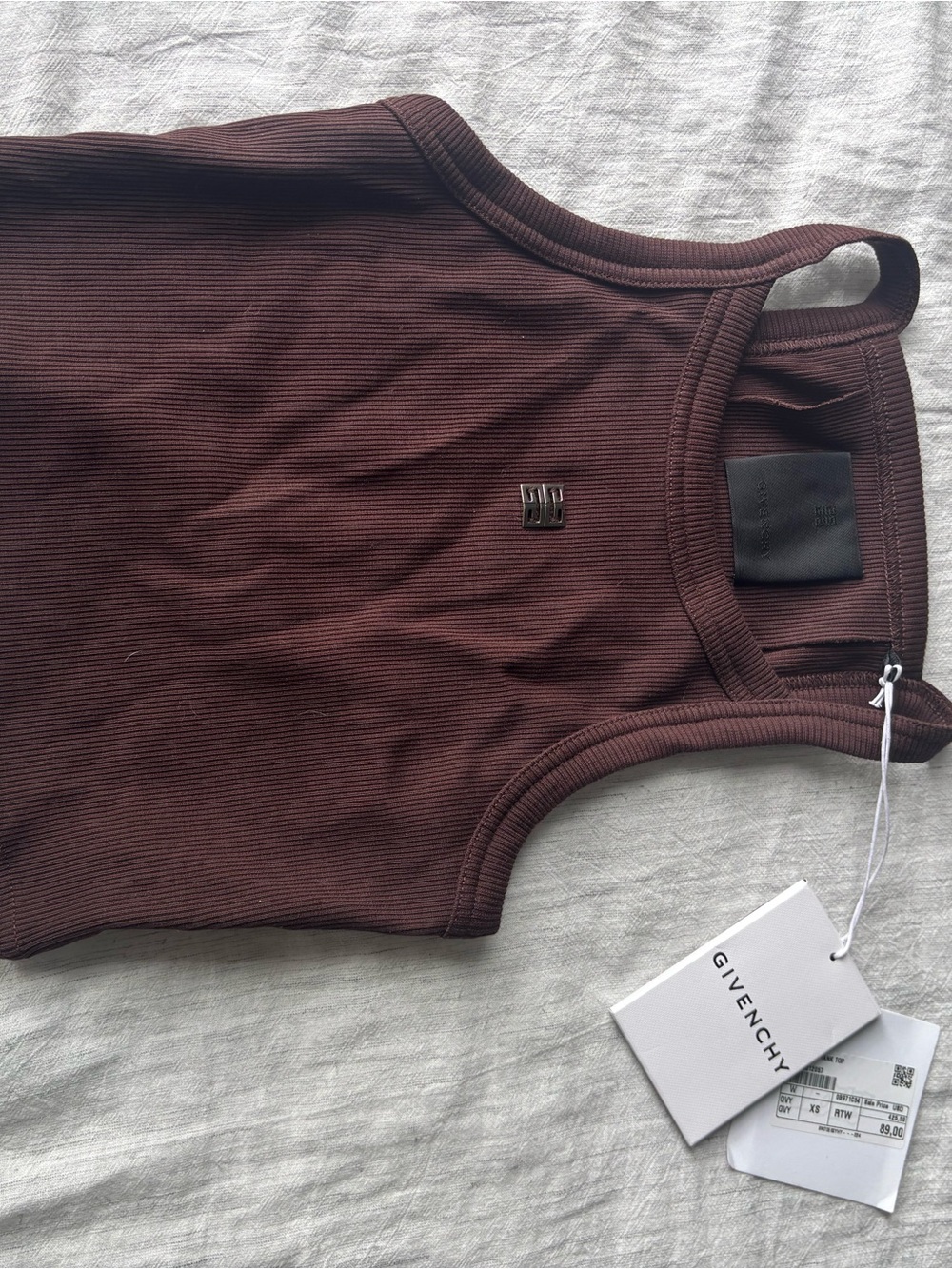 Givenchy Brown Ribbed Logo Tank Top